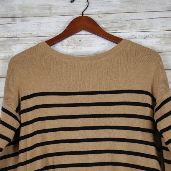 Loft Semi Open Back Black and Brown Stripes sz SM - Picture 2 of 7